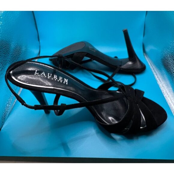 Ralph Lauren Achelle Black Suede  sandle Heels 9B NIB Womens dress shoe - Picture 3 of 5